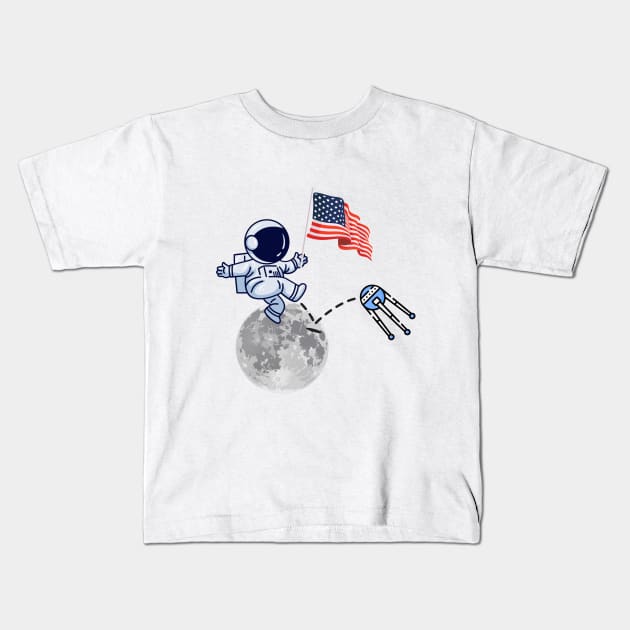 Cold War Space Race American Victory Kids T-Shirt by firstsapling@gmail.com